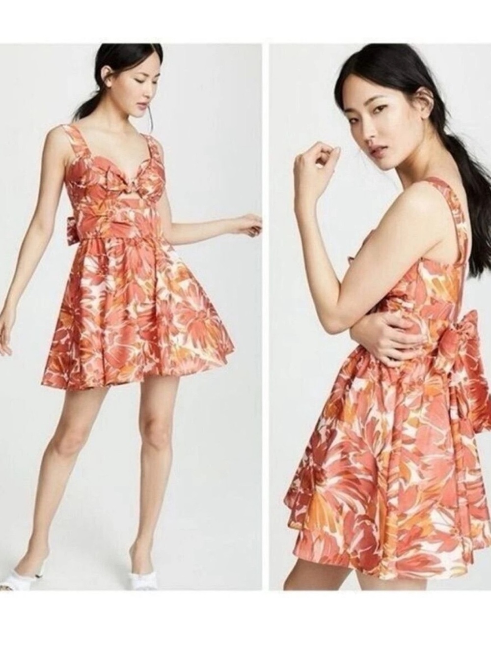 Alexis Ilda Floral Knotted Cut Out Sweetheart Mini Dress Sz XS